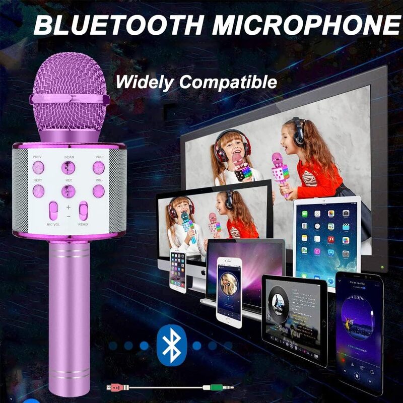 Kids Toys Karaoke Microphone, Microphone for Kids Toddler Microphone,Wireless Bluetooth Karaoke Mic for Children Singing,Birthday Gifts for 3+Year Old Boys Girls